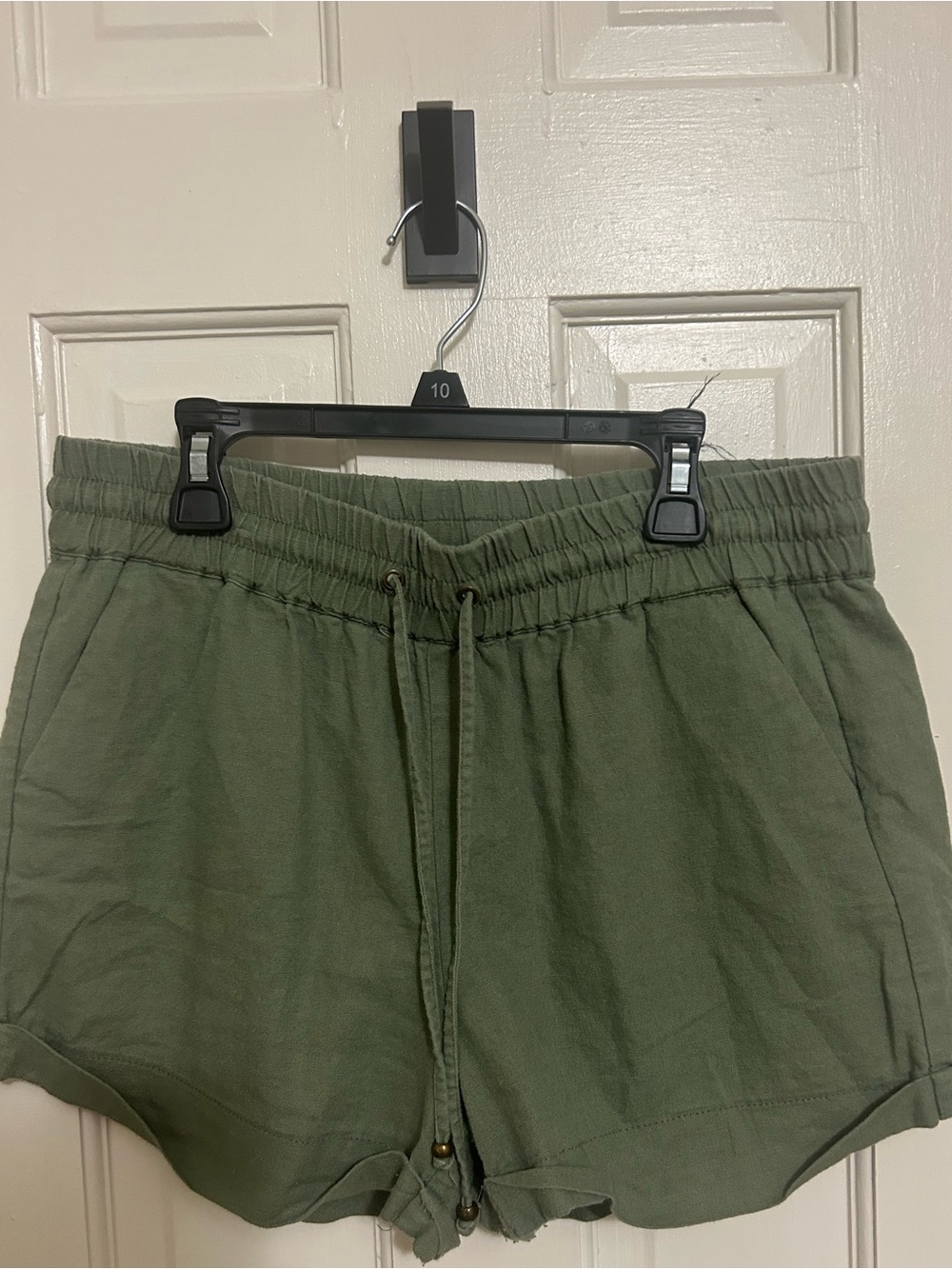 Green Linen Shorts